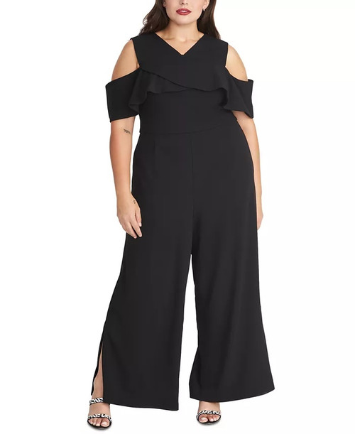 Rachel Roy Women's Jolie Cold Shoulder Jumpsuit Black Size 14 W
