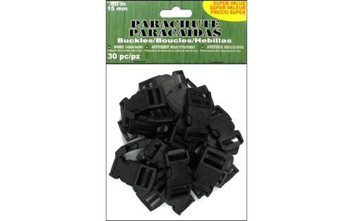 Pepperell Parachute Cord Buckle 15mm Black 30pc