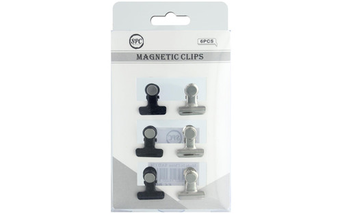 SPC Magnetic Clips 1" 6pc Silver/Black