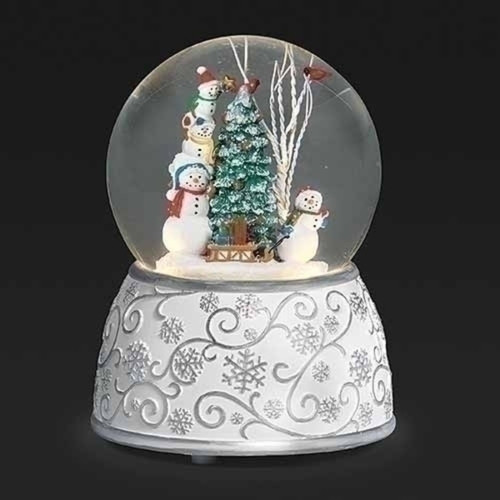 5.25" Musical Snowmen with Tree Snow Globe Christmas Tabletop Decor