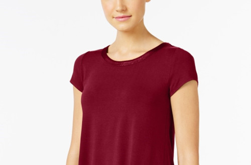alfani petite satin trim high low t shirt