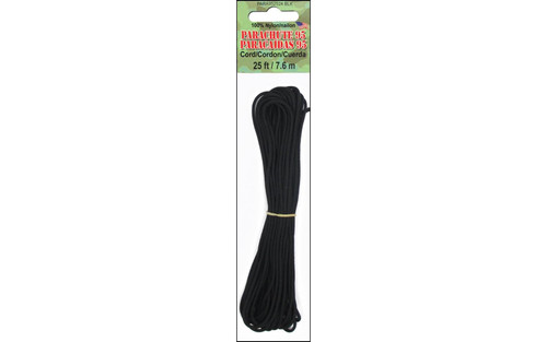 Pepperell Parachute Cord 95 Nylon 25ft Black
