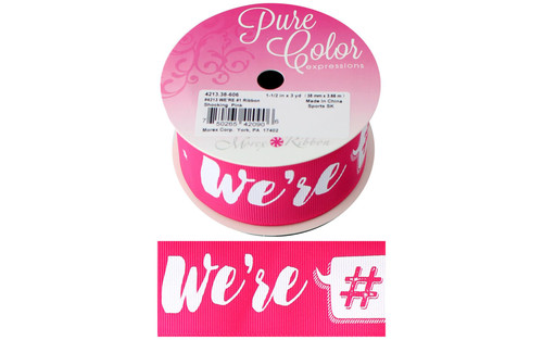 Morex Ribbon Sports We're #1 1.5"x 3yd ShckPink