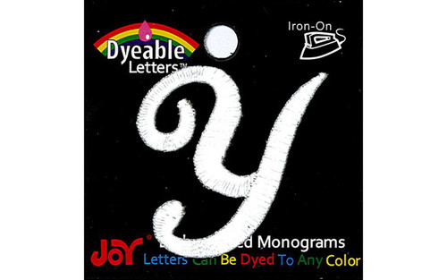 Joy Applique Letter Iron On Script Dye 1.5" Wht Y