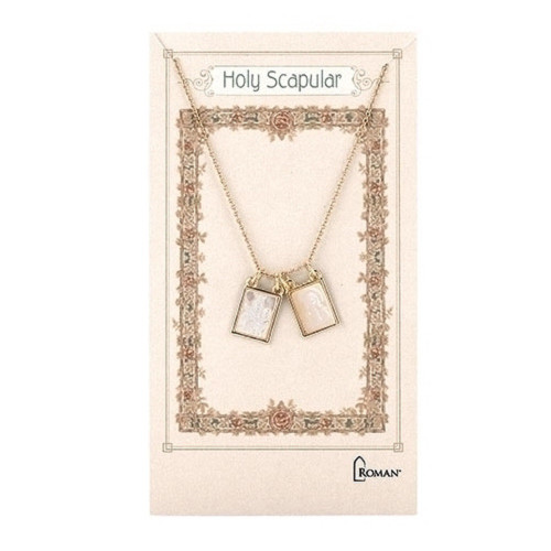 Roman Double Holy Scapular Gold Zinc Necklace 18 Inches Ling