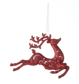 4.75" Christmas Brights Red Glitter Drenched Deer Christmas Ornament