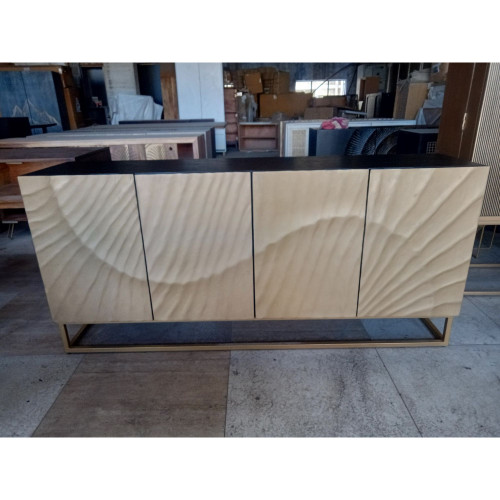 62.75" Brown and Gold Scorpion Mango Wood Console Cabinet