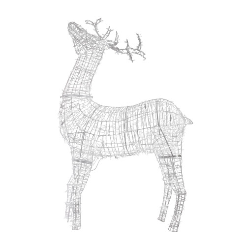 9.5' Pre-lit Commercial Size 3D White Reindeer Christmas Outdoor Decoration