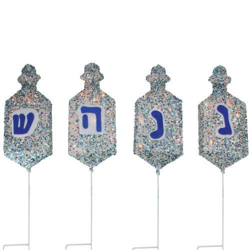 4ct Pre-Lit Dreidel Hanukkah Yard Art Pathway Marker Decor