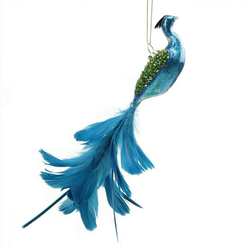 9" Blue and Green Regal Peacock Hanging Christmas Ornament