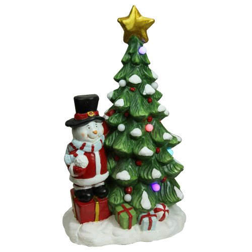 23" Red and Green Pre-Lit LED Tree with Santa Snowman Musical Christmas Tabletop Decor