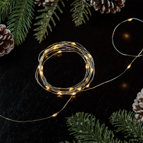 20 Battery Operated Warm White LED Micro Fairy Lights - 6ft, Copper Wire