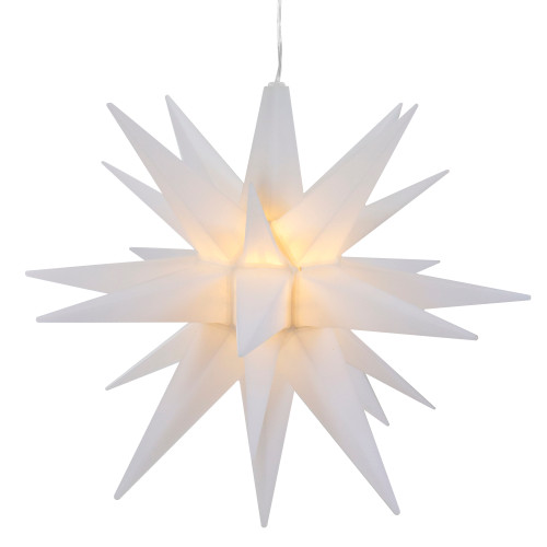 LED Lighted Moravian Christmas Star - 12" - White - Warm White Lights