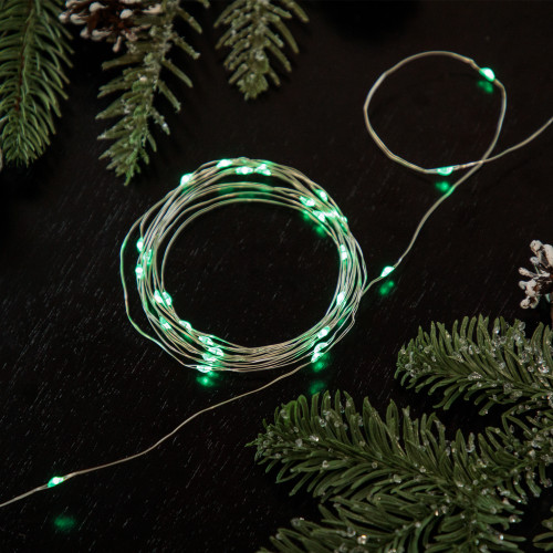 20-Count Green LED Micro Fairy Christmas Lights - 6ft, Copper Wire