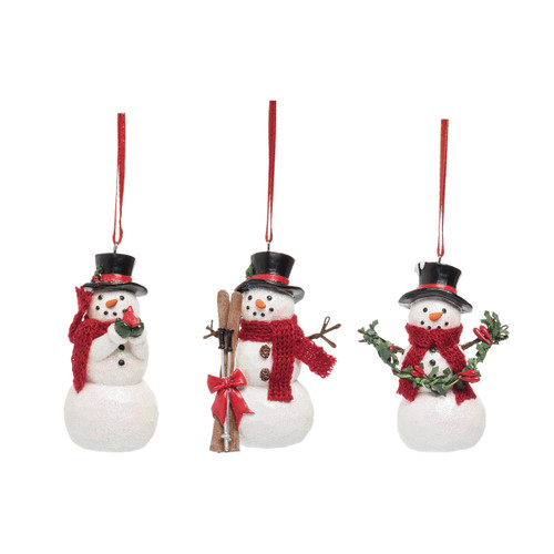 Joyful Snowman Christmas Ornament, Set of 3