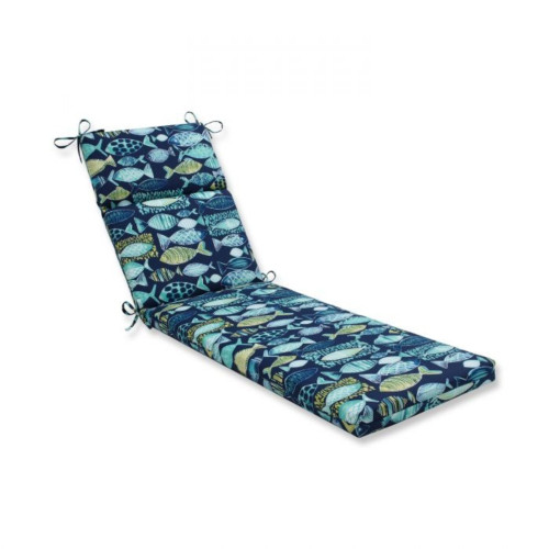 72.5" Aqua Blue and Green Nautical Outdoor Patio Chaise Lounge Cushion
