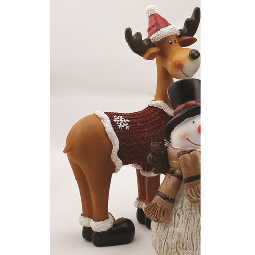 8.50" Orange and Red Resin Reindeer with Sweater - Large