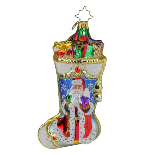 Christopher Radko Winter Time Stocking Glass Christmas Ornament