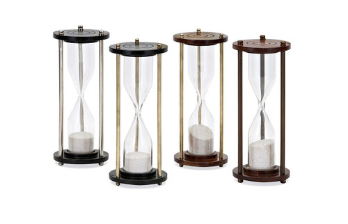 Set of 4 Clear and Brown Tabletop Hourglasses with Sand Fillings 7"
