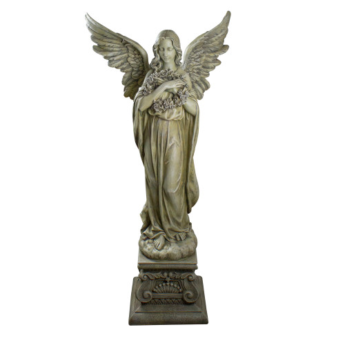 48" Joseph's Studio Celestial Angel Holding Wreath Garden Statue