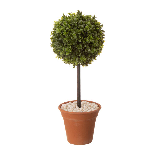 18" Green and Brown Artificial Tree Boxwood Topiary in Planter - 34260271