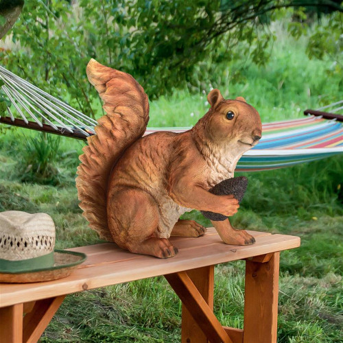 20" White and Brown Wiley of the Forest Squirrel Outdoor Statue