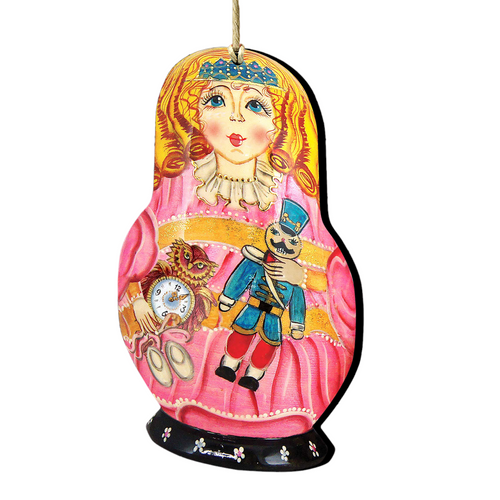 Set of 2 Clara and the Nutcracker Toy Wooden Christmas Ornaments 5.5"