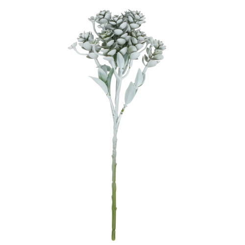 11.75" Dusty White Mint Green Sedum Artificial Spray