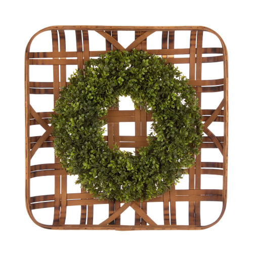 Boxwood Artificial Christmas Wreath with Basket - 18-Inch, Unlit