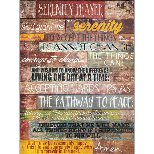 16" Brown and Black "SERENITY PRAYER" Bible Quote Rectangular Wall Plaque