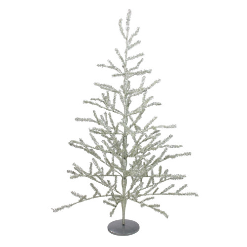 3' Full  Champagne Tinsel Artificial Christmas Twig Tree - Unlit