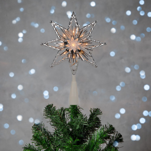 Holiday Time 8-inch Silver-Trim Clear Star Christmas Tree Topper