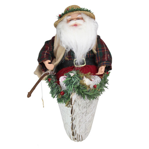 18.5" Red and White Fishing Santa Claus in a Canoe Christmas Tabletop Decoration