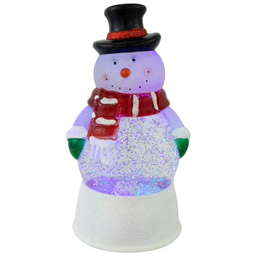 7" LED Lighted Color Changing Snowman Christmas Glittering Snow Dome