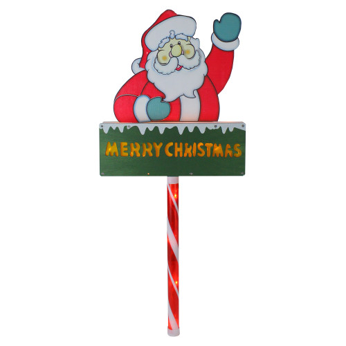28" Lighted Santa Claus 'Merry Christmas' Lawn Stake - Clear Lights