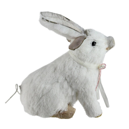 7" White Playful Piglet with Silly Bunny Rabbit Ears Easter Spring Figure