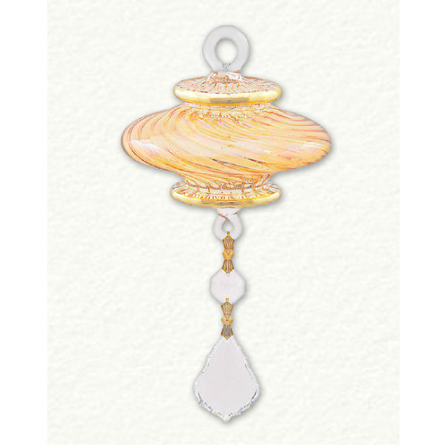 Yellow Swirl Condensed Sphere Egyptian Glass Christmas Ornament Made in Egypt