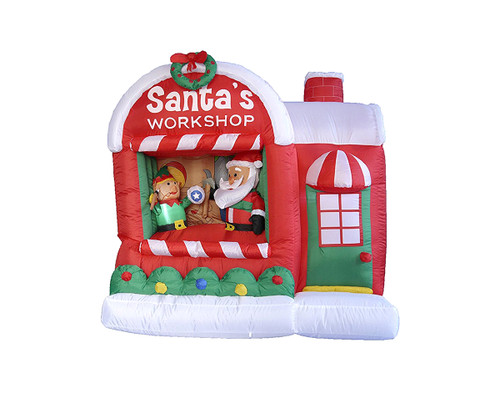 60" Inflatable Lighted Santa Claus Workshop Christmas Outdoor Decor