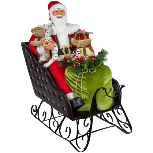 Animated and Musical Santa Claus in Jeweled Sleigh Commercial Christmas Decoration - 4'