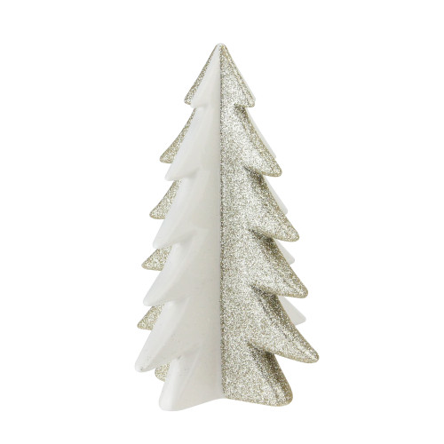 6.5” Shimmery Gold and White Christmas Tree Figurine