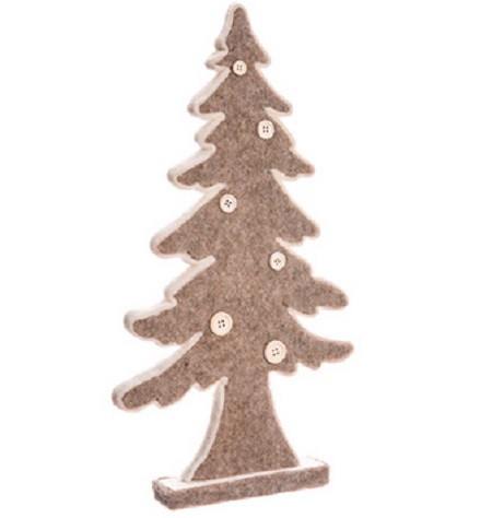 Buttoned Christmas Tree Decoration - 16.5" - Brown and Beige