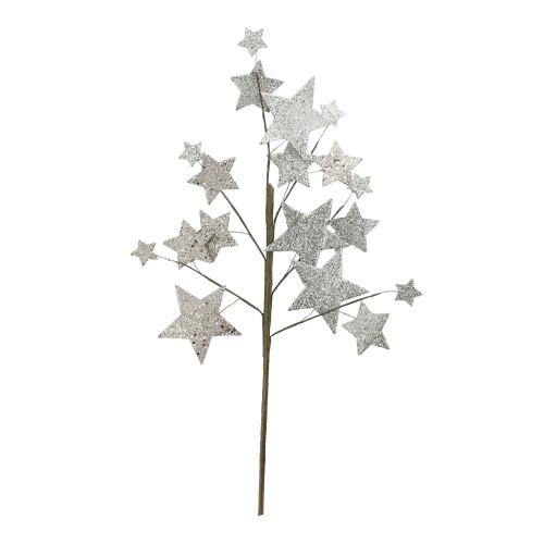 24" White Glittered Sparkling Stars Artificial Christmas Spray