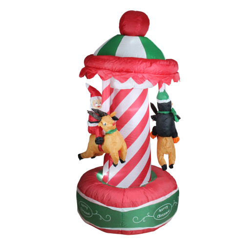 6.5' Inflatable Animated Christmas Carousel Lighted Yard Art Decor - 32912570
