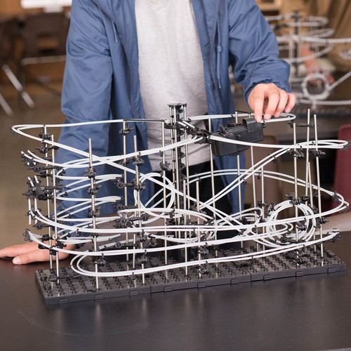 SpaceRail Level Marble Run Rollercoaster with Powered Elevator, Rail Splitter, Seesaw, Multiple Loops Paths