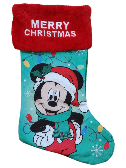 Disney Green & Red Mickey Mouse Holiday Christmas Stocking