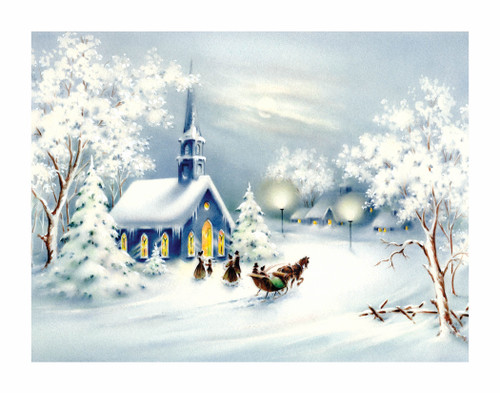 Sleighride Through the Snowstorm Winter Scene Wall Decor Art Print