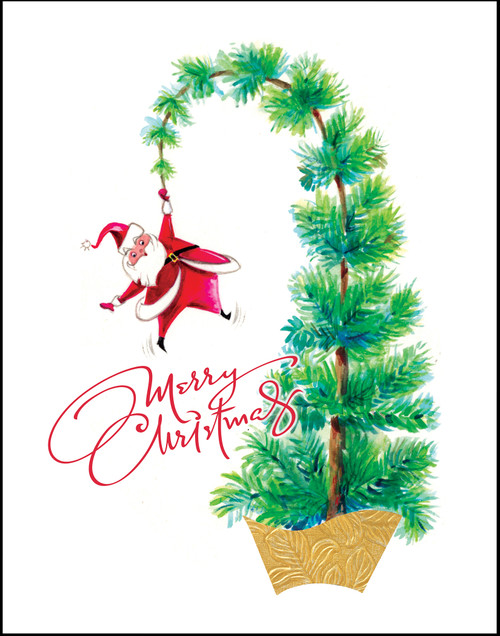 Santa Tree Christmas Holiday Wall Decor Art Print