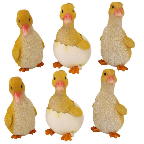 Set of 6 Duckling Hand-painted Garden Statues 5"