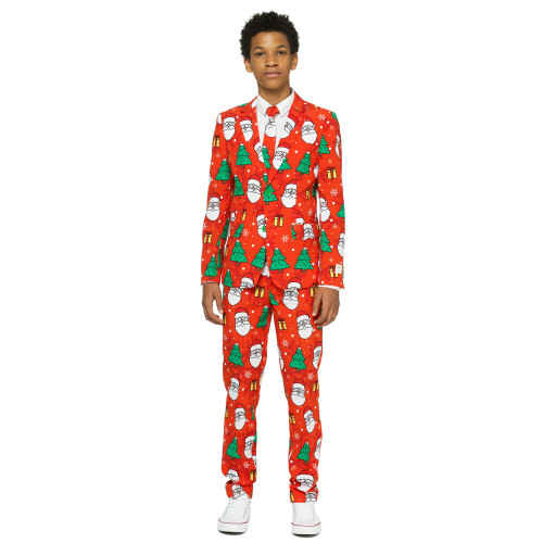 Red and Green Holiday Hero Boys Teen Christmas Suit - 10Y