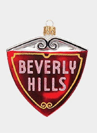 Beverly Hills Street Sign Polish Glass Christmas Ornament California Decoration